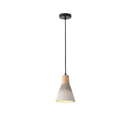 PENDANT LIGHT RUBBER WOOD-CONCRETE SINGLE LIGHT 1XΕ27 MAX 15W Ø160X1720mm KHAKI ARTE ILLUMINA GESSO