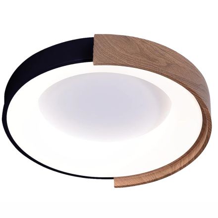 ΦΩΤΙΣΤΙΚΟ ΟΡΟΦΗΣ ΜΕΤΑΛΛΟ LED 32W 3200Lm 3CCT (3000Κ-4000K-6500K) Φ500mm ΜΑΥΡΟ-ΞΥΛΟ ARTE ILLUMINA YORU