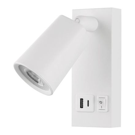 WALL READING BED LIGHT WITH USB TYPE C METAL-PLASTIC LED 5W 450Lm 3000K 155X63X150mm WHITE ARTE ILLUMINA C-LUX