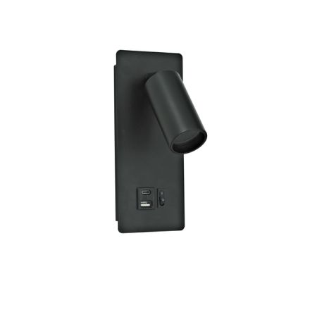 WALL READING LIGHT ALUMINUM 1XGU11 MAX8W Ø40X80mm WITH USB TYPE C BLACK ARTE ILLUMINA VON