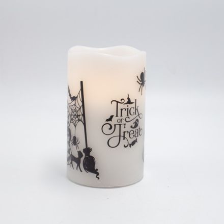 ΦΩΤΙΖΟΜΕΝΟ ΚΕΡΙ ΜΕ ΚΙΝΟΥΜΕΝΗ ΦΛΟΓΑ, HALLOWEEN ΣΧΕΔΙΟ, ΧΡΟΝΟΔΙΑΚΟΠΤΗ, 7,5x12,5cm, IP20