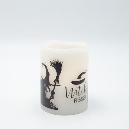 LIGHTED CANDLE WITH MOVING FLAME, HALLOWEEN DESIGN, TIMER, 7,5x10cm, IP20