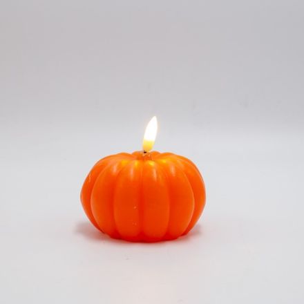 LIGHTED CANDLE, ORANGE PUMPKIN, BATTERY BOX 2xAAA, WARM WHITE LED, 9x9cm, IP20