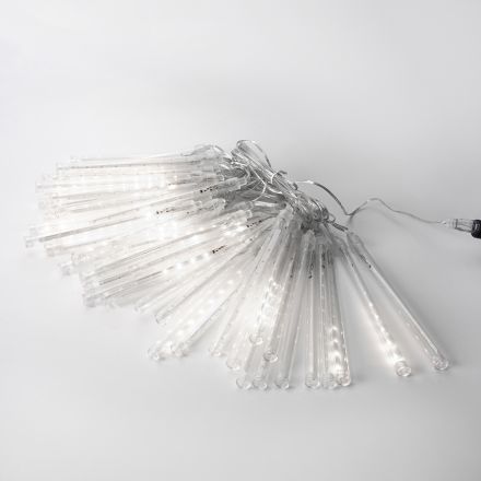 SNOWDROP, 400 LED, 7V ΜΕΤΑΣΧΗΜΑΤΙΣΤΗ, ΣΤΑΘΕΡΟ, ΔΙΑΦΑΝΟ PVC ΚΑΛΩΔΙΟ, 50 ΣΩΛΗΝΕΣ H19cm ΜΕ ΘΕΡΜΟ ΛΕΥΚΟ LED ΑΝΑ 20cm, ΠΡΟΕΚΤΑΣΗ ΠΑΡΟΧΗΣ 5m, IP44