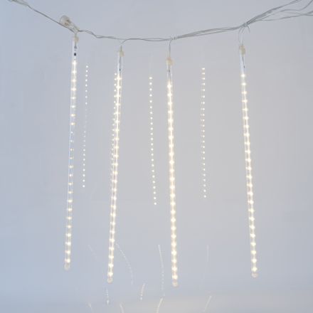 SNOWDROP, 240 LED, 5V ΜΕΤΑΣΧΗΜΑΤΙΣΤΗ, 4 ΕΠΕΚΤΑΣΕΙΣ ΕΩΣ 3 ΣΕΤ, 5 ΣΩΛΗΝΕΣ 50cm ΜΕ ΘΕΡΜΟ ΛΕΥΚΟ LED (H50 x L400cm), ΠΡΟΕΚΤΑΣΗ ΠΑΡΟΧΗΣ 5m, IP44