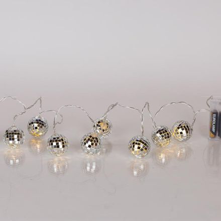 LINE, 10 LED 5mm, DISCO BALLS, BATTERY BOX 3xAA, TIMER, TRANSPARENT PVC BOX, WARM WHITE LED PER 15cm, LEAD WIRE 30cm, IP20