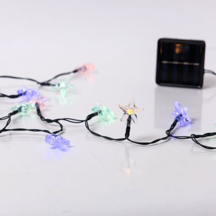 LINE, 60 LED 5mm, PLASTIC STARS, SOLAR PANEL WITH LIGHT SENSOR, 8 Μ/F, GREEN PVC WIRE, MULTI LED PER 10cm, LEAD WIRE 60cm, IP44