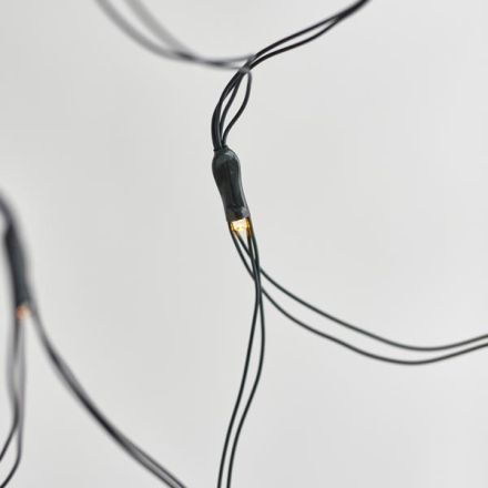 NET, 60 LED 5mm, SOLAR PANEL WITH LIGHT SENSOR, 8 M/F, GREEN PVC WIRE, WARM WHITE LED (H100 x W100cm), LEAD WIRE 1m, IP44