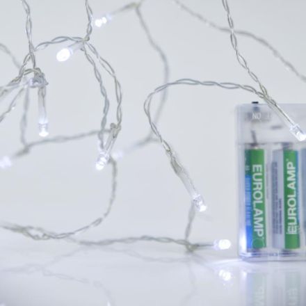 LINE, 20 LED 5mm, BATTERY BOX 3xAA, TIMER, TRANSPARENT PVC WIRE, WHITE LED PER 10cm, LEAD WIRE 50cm, IP20