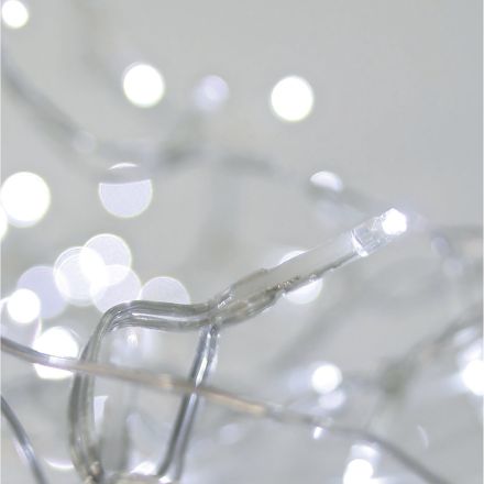 ICICLE, 144 LED 3mm, 36V ADAPTOR, 8 M/F & MEMORY, 4 CONNECTORS UP TO 3 SET, TRANSPARENT PVC WIRE, WHITE LED (H60 x W300cm, 5/7/5/7), LEAD WIRE 3m, IP44