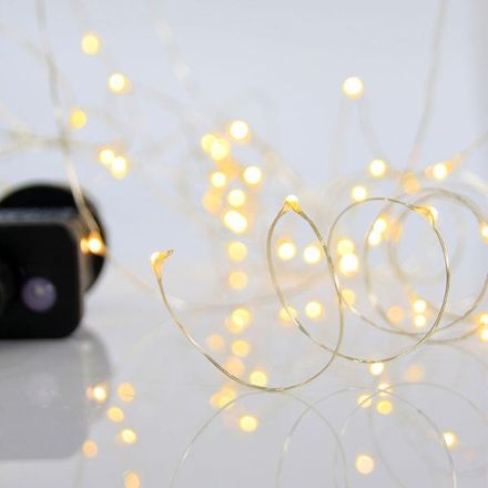 ΣΕΙΡΑ, 100 ΜΙΝΙ LED, ΜΕΤΑΣΧΗΜΑΤΙΣΤΗ, 8 ΠΡΟΓΡΑΜΜΑΤΑ & ΜΝΗΜΗ, ΑΣΗΜΙ ΧΑΛΚΙΝΟ ΚΑΛΩΔΙΟ, ΘΕΡΜΟ ΛΕΥΚΟ LED ΑΝΑ 10cm, ΠΡΟΕΚΤΑΣΗ ΠΑΡΟΧΗΣ 5m, IP44