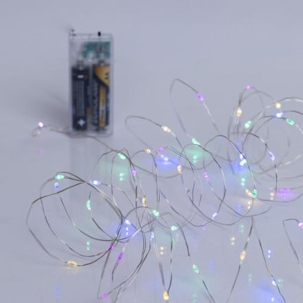 ΣΕΙΡΑ, 50 MINI LED, ΜΠΑΤΑΡΙΑΣ 2xAA, TIMER, ΑΣΗΜΙ ΧΑΛΚΙΝΟ ΚΑΛΩΔΙΟ, ΧΡΩΜΑΤΙΣΤΟ ΟΠΑΛ LED ΑΝΑ 10cm, ΠΡΟΕΚΤΑΣΗ ΠΑΡΟΧΗΣ 10cm, IP20 (DISPLAY BOX 24τμχ)