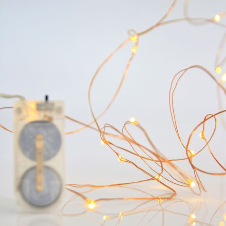 ΣΕΙΡΑ, 12 MINI LED, ΜΠΑΤΑΡΙΑΣ 2xCR2032, ΜΠΡΟΝΖΕ ΧΑΛΚΙΝΟ ΚΑΛΩΔΙΟ, ΘΕΡΜΟ ΛΕΥΚΟ LED ANA 10cm, IP20