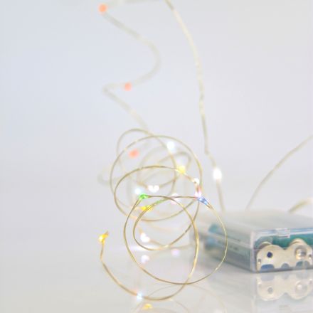 ΣΕΙΡΑ, 20 MINI LED, ΜΠΑΤΑΡΙΑΣ 3xAA, ΧΡΟΝΟΔΙΑΚΟΠΤΗ, ΑΣΗΜΙ ΧΑΛΚΙΝΟ ΚΑΛΩΔΙΟ, ΧΡΩΜΑΤΙΣΤΟ LED ANA 10cm, ΠΡΟΕΚΤΑΣΗ ΠΑΡΟΧΗΣ 10cm, IP20