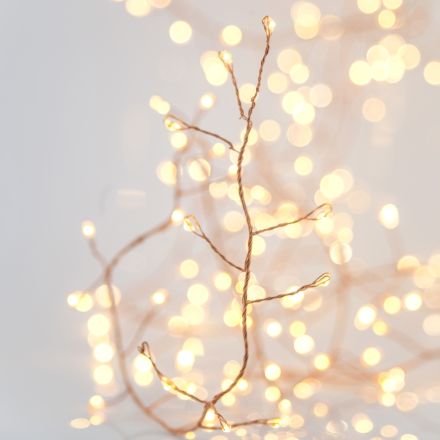 CLUSTER 5,1m, 300 MINI LED, ΜΕΤΑΣΧΗΜΑΤΙΣΤΗ, ΣΤΑΘΕΡΟ, ΜΠΡΟΝΖΕ ΧΑΛΚΙΝΟ ΚΑΛΩΔΙΟ, ΘΕΡΜΟ ΛΕΥΚΟ LED, ΠΡΟΕΚΤΑΣΗ ΠΑΡΟΧΗΣ 5m, IP44