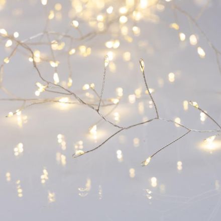 CLUSTER 4,4m, 480 MINI LED, ΜΕΤΑΣΧΗΜΑΤΙΣΤΗ, ΣΤΑΘΕΡΟ, ΑΣΗΜΙ ΧΑΛΚΙΝΟ ΚΑΛΩΔΙΟ, ΘΕΡΜΟ ΛΕΥΚΟ LED, ΠΡΟΕΚΤΑΣΗ ΠΑΡΟΧΗΣ 5m, IP44