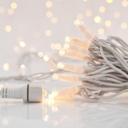 ΣΕΙΡΑ, 100 LED 5mm ΜΕ ΚΑΛΥΜΜΑ, 230V, 3 ΕΠΕΚΤΑΣΕΙΣ ΕΩΣ 9 ΣΕΤ, ΛΕΥΚΟ ΚΑΟΥΤΣΟΥΚ ΚΑΛΩΔΙΟ, ΘΕΡΜO ΛΕΥΚO LED ΑΝΑ 10cm, ΠΡΟΕΚΤΑΣΗ ΠΑΡΟΧΗΣ 1.5m, ΙΡ65