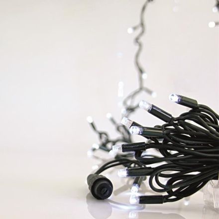 ΣΕΙΡΑ, 100 LED 5mm ΜΕ ΚΑΛΥΜΜΑ, 230V, 3 ΕΠΕΚΤΑΣΕΙΣ ΕΩΣ 9 ΣΕΤ, ΠΡΑΣΙΝΟ ΚΑΟΥΤΣΟΥΚ ΚΑΛΩΔΙΟ, 90 ΛΕΥΚΟ LED + 10 ΛΕΥΚΟ FLASH LED ANA 10cm, ΠΡΟΕΚΤΑΣΗ ΠΑΡΟΧΗΣ 1,5m, ΙΡ65