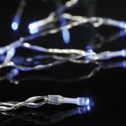 LINE, 20 LED 5mm, BATTERY BOX 3xAA, TRANSPARENT PVC WIRE, BLUE LED PER 10cm, LEAD WIRE 50cm, IP20