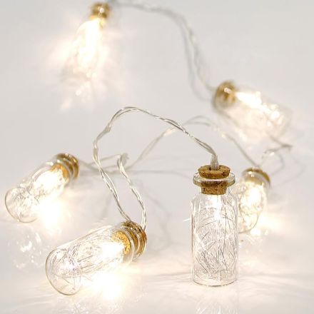 ΣΕΙΡΑ ΜΠΑΤΑΡΙΑΣ, 10 LED 5mm, ΠΡΟΕΚΤΑΣΗ ΠΑΡΟΧΗΣ 50cm, ΘΕΡΜΑ ΛΕΥΚΑ, ΜΠΟΥΚΑΛΑΚΙΑ ΜΕ ΣΥΡΜΑ ΧΑΛΚΟΥ ΣΤΟ ΕΣΩΤΕΡΙΚΟ, ΑΝΑ 15cm, IP20