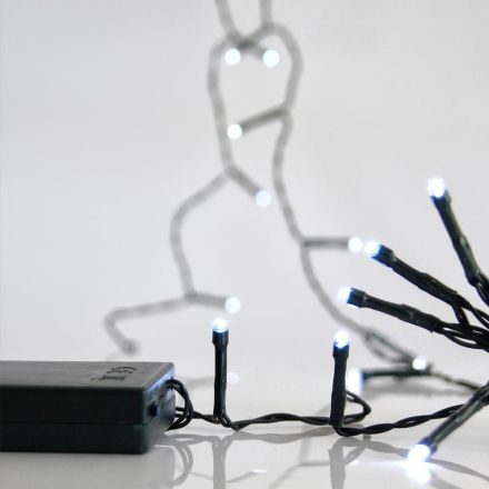 LINE, 20 LED 5mm, BATTERY BOX 3xAA, GREEN PVC WIRE, WHITE LED PER 10cm, LEAD WIRE 50cm, IP20