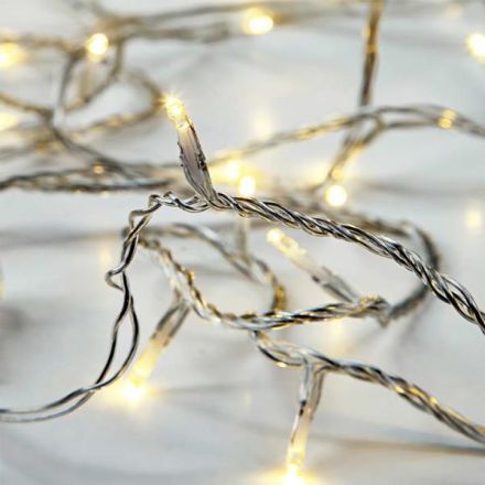 LINE, 50 LED 5mm, BATTERY BOX 3xAA, TRANSPARENT PVC WIRE, WARM WHITE LED PER 10cm, LEAD WIRE 50cm, IP20