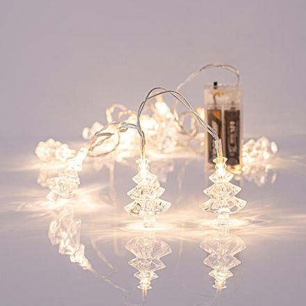 LINE, 10 LED 5mm, ACRYLIC TREES 4.7cm, BATTERY BOX 2xAA, TRANSPARENT PVC WIRE, WARM WHITE LED PER 10cm, LEAD WIRE 50cm, IP20