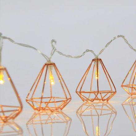 ΣΕΙΡΑ ΜΠΑΤΑΡΙΑΣ, 10 LED 5mm, ΘΕΡΜΑ ΛΕΥΚΑ ΜΕ ΧΑΛΚΙΝΑ ΜΕΤΑΛΛΙΚΑ ΔΙΑΚΟΣΜΗΤΙΚΑ, ΠΡΟΕΚΤΑΣΗ ΠΑΡΟΧΗΣ 50cm, ΑΝΑ 15cm, IP20