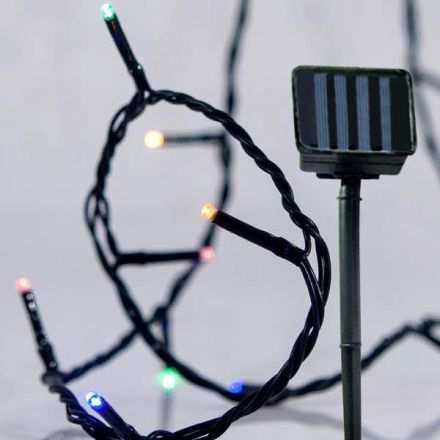 LINE, 96 LED 5mm, SOLAR PANEL WITH LIGHT SENSOR, GREEN PVC WIRE, MULTI LED PER 10cm, LEAD WIRE 1m, IP44