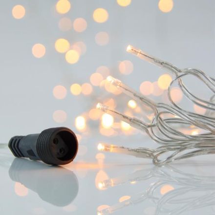 LINE, 100 LED 3mm, 31V ADAPTOR, 4 CONNECTORS UP TO 3 SET, TRANSPARENT PVC WIRE, WARM WHITE LED PER 5cm, LEAD WIRE 3m, IP44