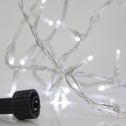 LINE, 100 LED 3mm, 31V ADAPTOR, 4 CONNECTORS UP TO 3 SET, TRANSPARENT PVC WIRE, WHITE LED PER 5cm, LEAD WIRE 3m, IP44