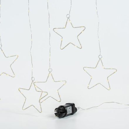 ΚΟΥΡΤΙΝΑ, 184 MINI LED, 8 ΜΕΤΑΛΛΙΚΑ ΑΣΤΕΡΙΑ 12cm, ΜΕΤΑΣΧΗΜΑΤΙΣΤΗ, ΔΙΑΦΑΝΟ PVC ΚΑΛΩΔΙΟ, DAY LIGHT LED (H155 x W175cm, 20 ΣΕΙΡΕΣ x 12 LED), ΠΡΟΕΚΤΑΣΗ ΠΑΡΟΧΗΣ 50cm, IP44