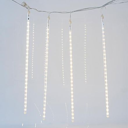 SNOWDROP, 240 LED, ΜΕΤΑΣΧΗΜΑΤΙΣΤΗ, 4 ΕΠΕΚΤΑΣΕΙΣ ΕΩΣ 3 ΣΕΤ, ΔΙΑΦΑΝΟ PVC ΚΑΛΩΔΙΟ, 5 ΣΩΛΗΝΕΣ 50cm ΜΕ ΘΕΡΜΟ ΛΕΥΚΟ LED, ΠΡΟΕΚΤΑΣΗ ΠΑΡΟΧΗΣ 5m, IP44