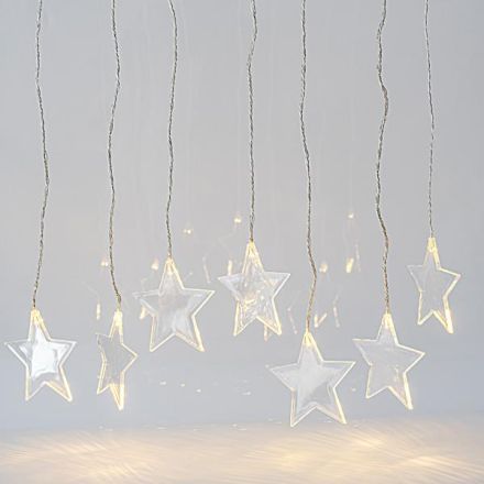 ΚΟΥΡΤΙΝΑ, 8 LED 5mm, ΑΣΤΕΡΙΑ 11cm, 4.5V ΜΕΤΑΣΧΗΜΑΤΙΣΤΗ, 4 ΕΠΕΚΤΑΣΕΙΣ ΕΩΣ 3 ΣΕΤ, ΔΙΑΦΑΝΟ PVC ΚΑΛΩΔΙΟ, ΘΕΡΜΟ ΛΕΥΚΟ LED (H60 x W100cm, 20 ΣΕΙΡΕΣ x 12 LED), ΠΡΟΕΚΤΑΣΗ ΠΑΡΟΧΗΣ 3m, IP44