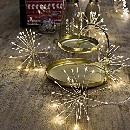 ΜΠΟΥΚΕΤΑΚΙΑ, 120 MINI LED, ΜΠΑΤΑΡΙΑΣ 3xAA, ΧΡΟΝΟΔΙΑΚΟΠΤΗ, ΑΣΗΜΙ ΧΑΛΚΙΝΟ ΚΑΛΩΔΙΟ, ΘΕΡΜΟ ΛΕΥΚΟ LED (6 ΜΠΟΥΚΕΤΑ ΑΝΑ 30cm x 20 LED), ΠΡΟΕΚΤΑΣΗ ΠΑΡΟΧΗΣ 50cm, IP44