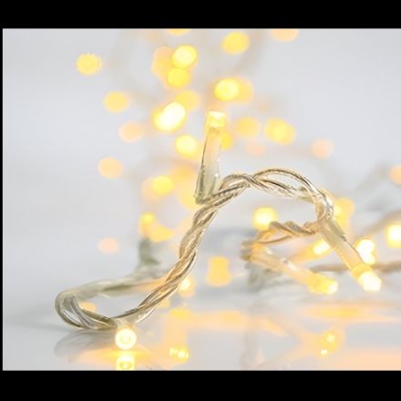 LINE, 50 LED 5mm, BATTERY BOX 3xAA, TIMER, TRANSPARENT PVC WIRE, WARM WHITE LED PER 10cm, LEAD WIRE 50cm, IP20