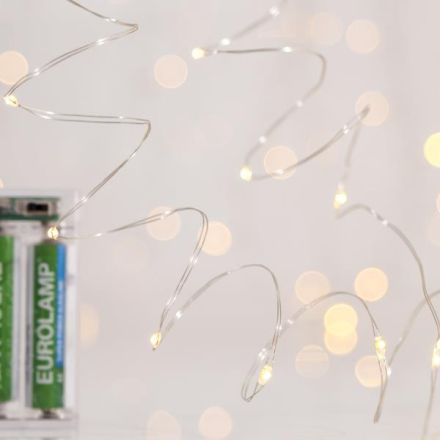 ΣΕΙΡΑ, 50 MINI LED, ΜΠΑΤΑΡΙΑΣ 3xAA, ΑΣΗΜΙ ΧΑΛΚΙΝΟ ΚΑΛΩΔΙΟ, ΘΕΡΜΟ ΛΕΥΚΟ LED ΑΝΑ 10cm, ΠΡΟΕΚΤΑΣΗ ΠΑΡΟΧΗΣ 10cm, IP20