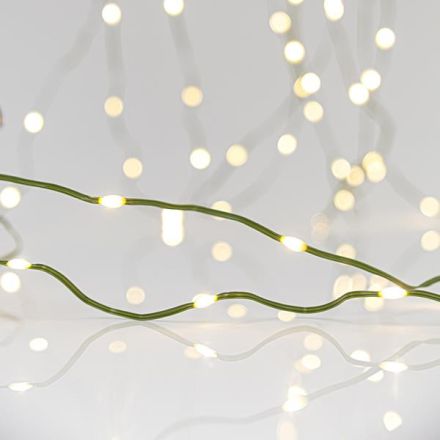 LINE, 500 MINI LED, ADAPTOR, 8 M/F & MEMORY, GREEN FLAT COPPER WIRE, DAYLIGHT LED PER 5cm, LEAD WIRE 5m, IP44