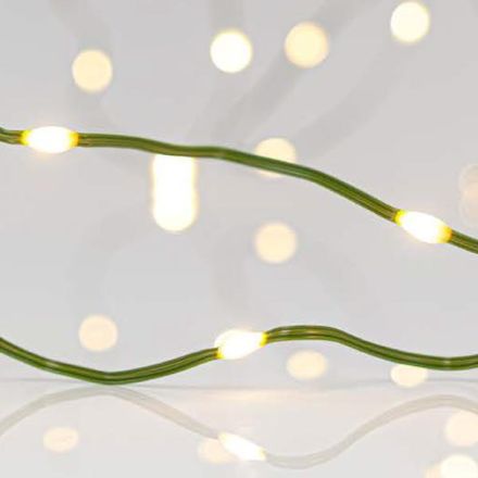 LINE, 700 MINI LED, ADAPTOR, 8 M/F & MEMORY, GREEN FLAT COPPER WIRE, DAYLIGHT LED PER 5cm, LEAD WIRE 5m, IP44