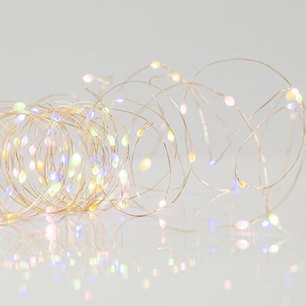 ΣΕΙΡΑ, 50 MINI ELECTRODELESS LED, ΜΠΑΤΑΡΙΑΣ 3xAA, 11 ΠΡΟΓΡΑΜΜΑΤΑ, ΑΣΗΜΙ ΧΑΛΚΙΝΟ ΚΑΛΩΔΙΟ, ΧΡΩΜΑΤΙΣΤΟ OPAL & ΘΕΡΜΟ ΛΕΥΚΟ LED ΑΝΑ 10cm, ΠΡΟΕΚΤΑΣΗ ΠΑΡΟΧΗΣ 10cm, IP44