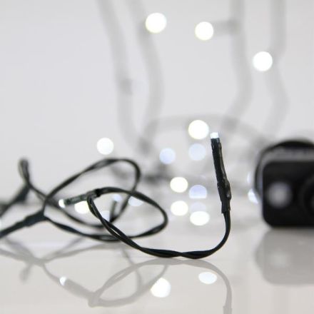 ΣΕΙΡΑ, 100 LED 3mm, 31V ΜΕΤΑΣΧΗΜΑΤΙΣΤΗ, 8 ΠΡΟΓΡΑΜΜΑΤΑ & ΜΝΗΜΗ, ΠΡΑΣΙΝΟ PVC ΚΑΛΩΔΙΟ, ΛΕΥΚΟ LED ΑΝΑ 5cm, ΠΡΟΕΚΤΑΣΗ ΠΑΡΟΧΗΣ 3m, ΙΡ44