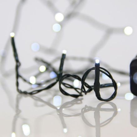 LINE, 180 LED 3mm, 31V ADAPTOR, 8 M/F & MEMORY, GREEN PVC WIRE, WHITE LED PER 5cm, LEAD WIRE 3m, IP44