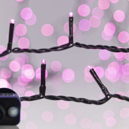 LINE, 240 LED 3mm, 31V ADAPTOR, 8 M/F & MEMORY, GREEN PVC WIRE, PINK LED PER 5cm, LEAD WIRE 3m, IP44