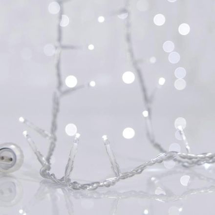 XMAS ΛΑΜΠΑΚΙ ΣΕΙΡΑ 100 LED 3mm 31V ΜΕΤΑΣΧΗΜΑΤΙΣΤΗ 4 ΕΠΕΚΤΑΣΕΙΣ ΕΩΣ 3 ΣΕΤ ΔΙΑΦΑΝΟ PVC ΚΑΛΩΔΙΟ ΛΕΥΚΟ LED ΑΝΑ 5cm ΠΑΡΟΧΗ 3m ΙP44