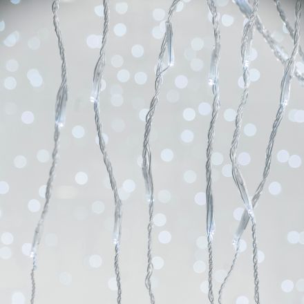 ΚΟΥΡΤΙΝΑ, 240 LED 3mm, 31V ΜΕΤΑΣΧΗΜΑΤΙΣΤΗ, ΠΡΟΓΡΑΜΜΑ SNOWFALL & ΜΝΗΜΗ, ΔΙΑΦΑΝO PVC ΚΑΛΩΔΙΟ, ΛΕΥΚΟ LED (H100 x W200cm, 20 ΣΕΙΡΕΣ x 12 LED), ΠΡΟΕΚΤΑΣΗ ΠΑΡΟΧΗΣ 3m, IP44