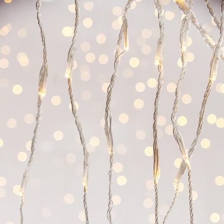 ΚΟΥΡΤΙΝΑ, 240 LED 3mm, 31V ΜΕΤΑΣΧΗΜΑΤΙΣΤΗ, ΠΡΟΓΡΑΜΜΑ SNOWFALL & ΜΝΗΜΗ, ΔΙΑΦΑΝO PVC ΚΑΛΩΔΙΟ, ΘΕΡΜΟ ΛΕΥΚΟ LED (H100 x W200cm, 20 ΣΕΙΡΕΣ x 12 LED, ΠΡΟΕΚΤΑΣΗ ΠΑΡΟΧΗΣ 3m, IP44