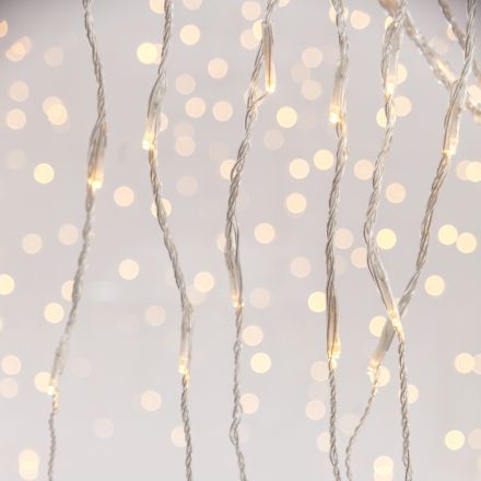 ΚΟΥΡΤΙΝΑ, 360 LED 3mm, 31V ΜΕΤΑΣΧΗΜΑΤΙΣΤΗ, ΠΡΟΓΡΑΜΜΑ SNOWFALL & ΜΝΗΜΗ, ΔΙΑΦΑΝO PVC ΚΑΛΩΔΙΟ, ΘΕΡΜΟ ΛΕΥΚΟ LED (H200 x W200cm, 20 ΣΕΙΡΕΣ x 18 LED), ΠΡΟΕΚΤΑΣΗ ΠΑΡΟΧΗΣ 3m, IP44