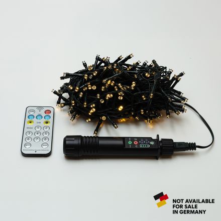 XMAS ΛΑΜΠΑΚΙ ΣΕΙΡΑ 400 LED 3mm ΜΕ ΦΟΡΗΤΟ ΦΟΡΤΙΣΤΗ 24V-31V ΜΠΑΤΑΡΙΑΣ 1800mAh ΜΕ 8 ΠΡΟΓΡΑΜΜΑΤΑ ΤΗΛΕΧΕΙΡΙΣΤΗΡΙΟ (TIMER DIMMER) ΠΡΑΣΙΝΟ PVC ΚΑΛΩΔΙΟ ΘΕΡΜΟ ΛΕΥΚΟ LED ΑΝΑ 10cm ΠΑΡΟΧΗ 3m IP44