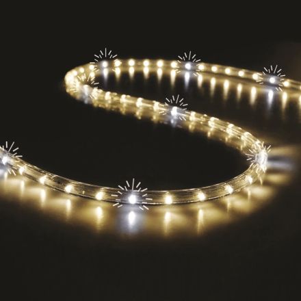 ROPE LIGHT, LED, 2-WAY, WARM WHITE 50m,WITH 30 LED PER METER AND 6 WHITE FLASH LED, WITH UV PROTECTION, CUT EVERY 1M., IP65