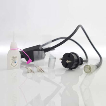 SET FOR 2-WAY LED ROPELIGHT 1,5m, PLUG, MAX CONNECT 50m, 1 PC PLUG 2WIRE WITH PIN + 1 MID-CONNECT 2w PIN+ 13mm end cap + 2 HEAT SHRINKABLE TUBES + 1 GLUE